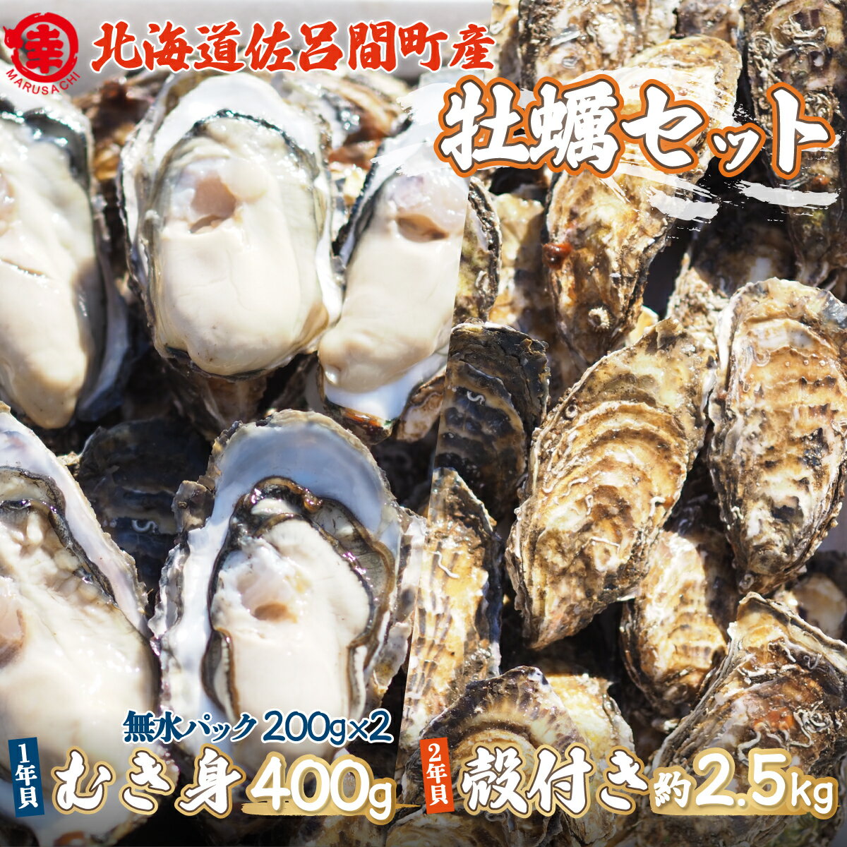 【ふるさと納税】【先行予約】カキ 殻付き2年貝約2.5kg・むき身1年貝400g（200g無水パック×2） セット 佐呂間産（2024年10月中旬より発送）【 ふるさと納税 人気 おすすめ ランキング 牡蠣 カキ かき むき身 殻付き ギフト 贈答 冷蔵 北海道 佐呂間町 送料無料 】 SRMA003