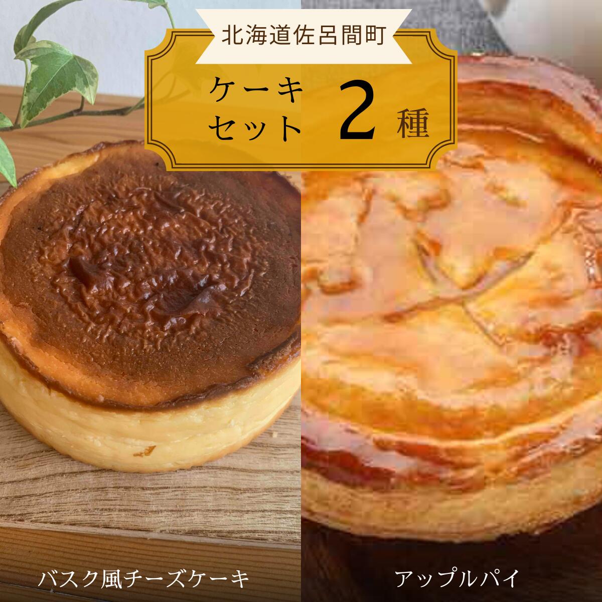 2種のケーキセット(バスク風チーズケーキ・アップルパイ) [ ふるさと納税 人気 おすすめ ランキング 菓子 焼菓子 チーズケーキ バスク風 アップルパイ 甘い 美味しい 北海道 佐呂間町 送料無料 ]