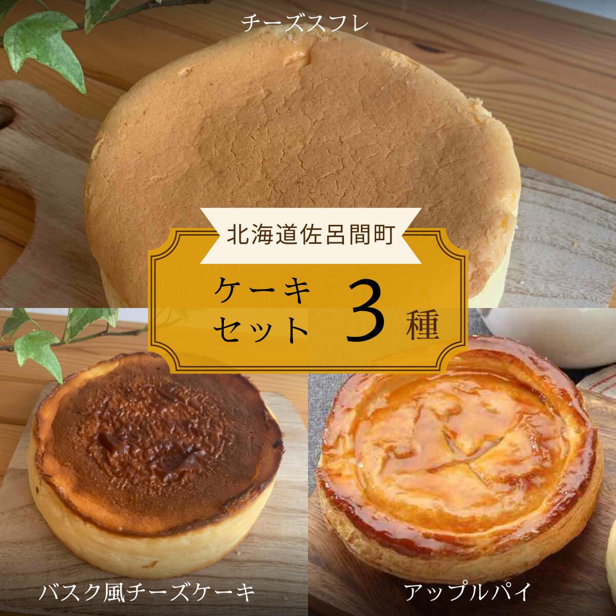 3種のケーキセット(チーズスフレ・バスク風チーズケーキ・アップルパイ) [ ふるさと納税 人気 おすすめ ランキング アップルパイ バスク風 チーズケーキ チーズスフレ 甘い 美味しい 北海道 佐呂間町 送料無料 ]