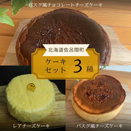 3種のケーキセット（バスク風チョコチーズ・レアチーズ・バスク風チーズ） 【 ふるさと納税 人気 おすすめ ランキング 菓子 ケーキ バスク風 チョコチーズ チーズケーキ レアチーズ 甘い 美味しい 北海道 佐呂間町 送料無料 】 SRMJ046