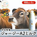 【ふるさと納税】中谷牧場 ジャージー A2ミルク 900ml×5本 ジャージー牛 やさしい 国産 オホーツク 北海道　【 牛乳 北海道産 オホーツ..