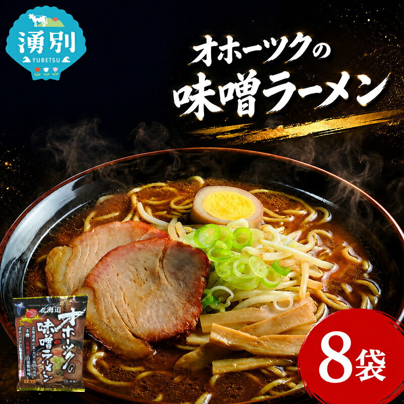 【ふるさと納税】オホーツクの味噌ラーメン8袋×1箱 [ラーメン 麺類 味噌味 乾燥麺 つらら ]