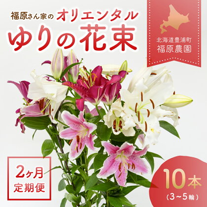 【2カ月定期便】福原さん家のオリエンタルゆりの花束 10本（3～5輪） 【 ふるさと納税 人気 おすすめ ランキング 花 ゆり ユリ 花束 プレゼント 記念日 ギフト 贈答 母の日 定期便 10本 北海道 豊浦町 送料無料 】 TYUAB005