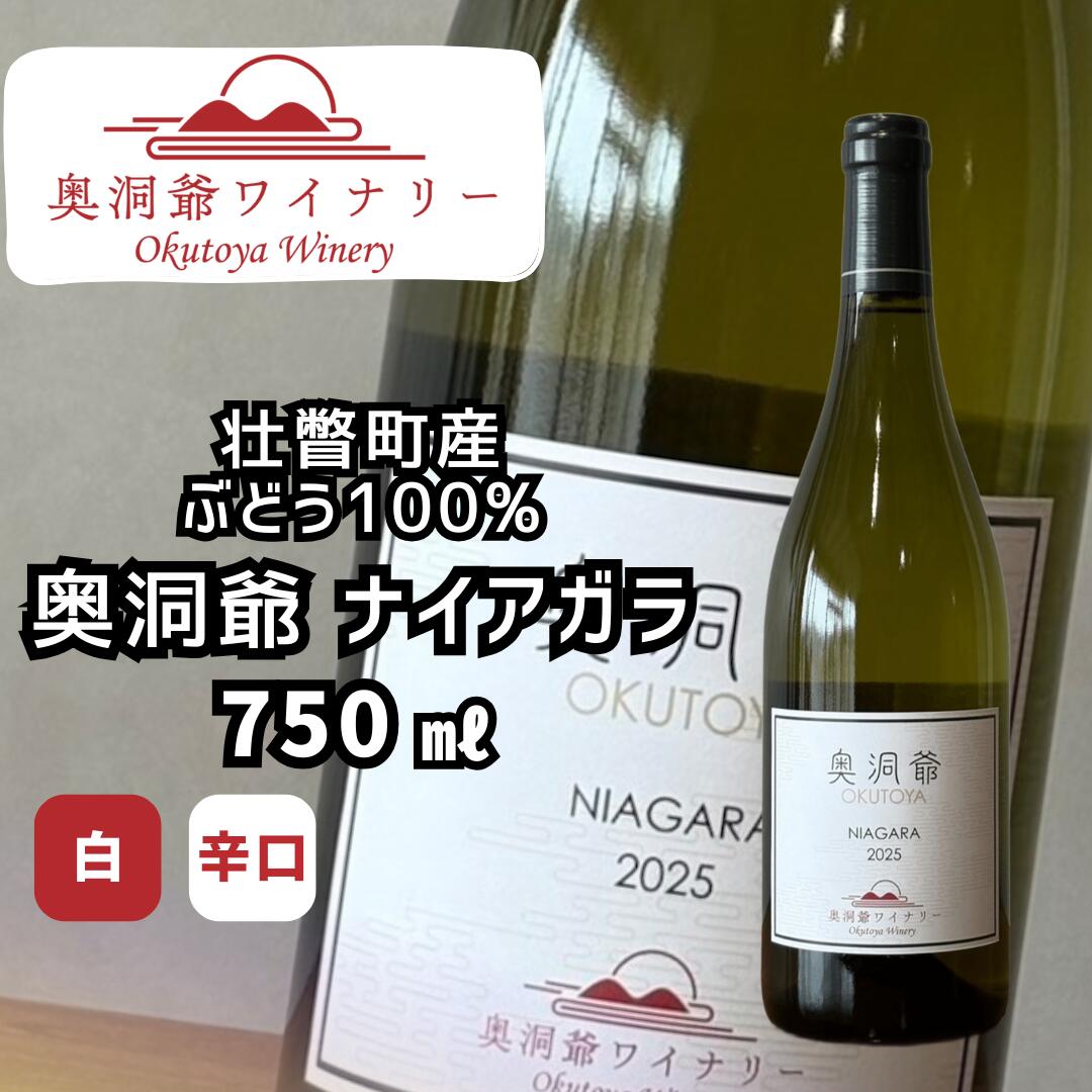 「奥洞爺ナイアガラ2025(辛口・白ワイン)」自社圃場ぶどう100% 750ml[ 人気 おすすめ ランキング 白ワイン ナイアガラワイン 国産ワイン 北海道ワイン 辛口ワイン フルーティーワイン 日本ワイン ワイナリー直送 洞爺湖産ぶどう 奥洞爺ワイナリー]SB