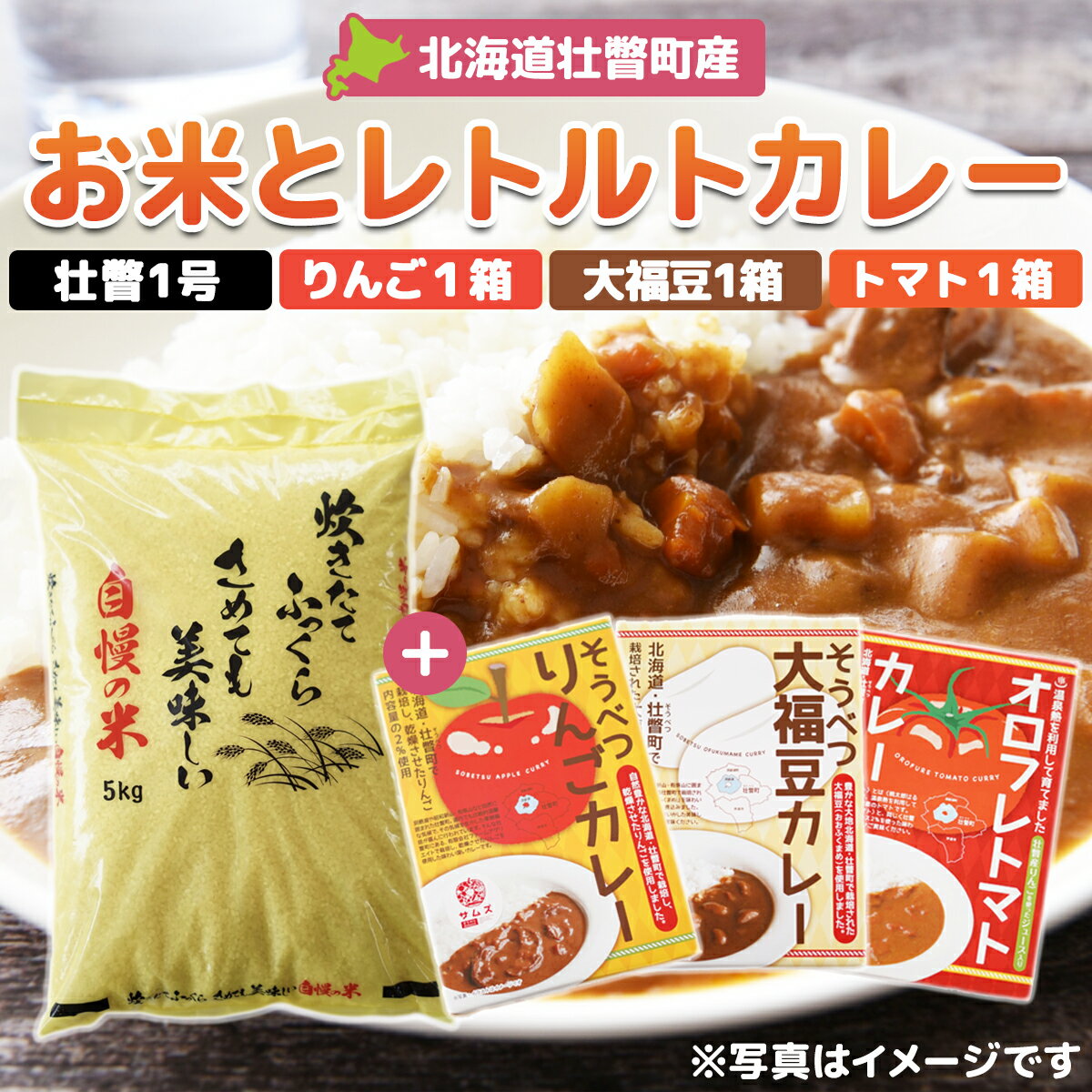 【ふるさと納税】北海道壮瞥産　お米とレトルトカレー3種セット