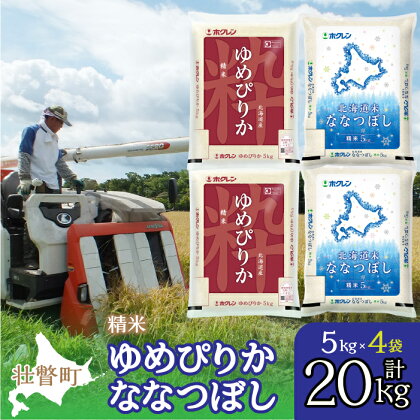 北海道産 ゆめぴりか ななつぼし 食べ比べ セット 精米 5kg 各2袋 計20kg ふるさと納税 人気 おすすめ ランキング 米 精米 白米 ご飯 ゆめぴりか ななつぼし セット 食べ比べ 北海道 壮瞥町 送料無料 SBTD135