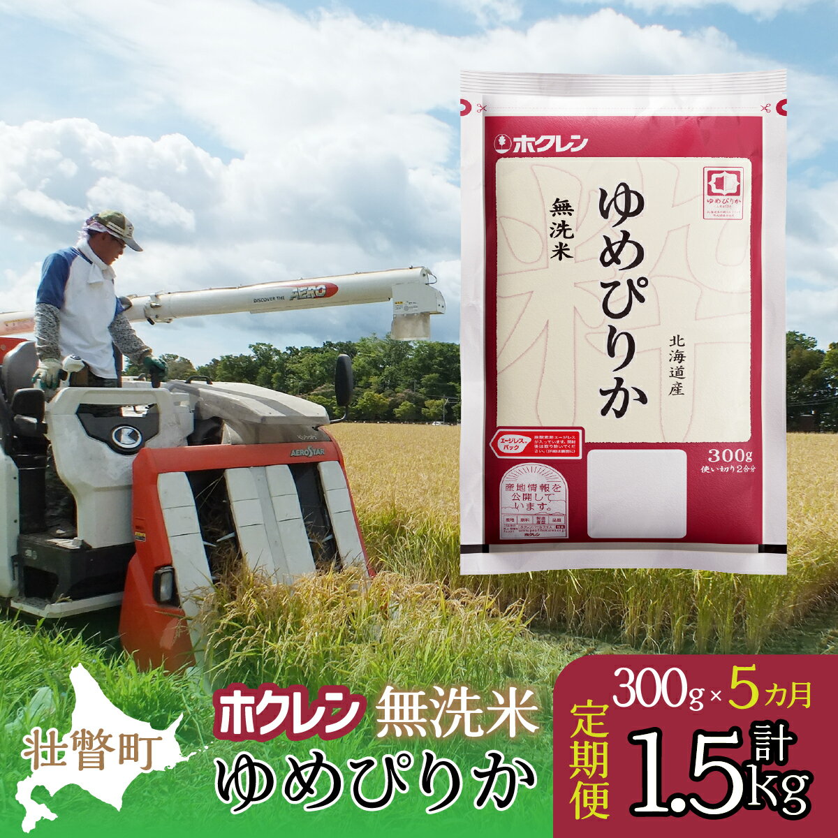 【ふるさと納税】【令和6年産米】【5ヶ月定期配送】(無洗米300g)ホクレンゆめぴりか【 ふるさと納税 人気 おすすめ ランキング 北海道産 米 こめ 無洗米 白米 コメ ご飯 ごはん ゆめぴりか 300g 定期便 北海道 壮瞥町 送料無料 】 SBTD150