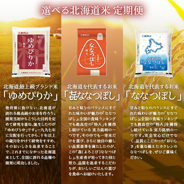 【ふるさと納税】北海道産 ゆめぴりか 定期便 1年 毎月お届け ななつぼし 米 2kg〜6kg 小分け 選べる 精米 無洗米 玄米 令和7年産