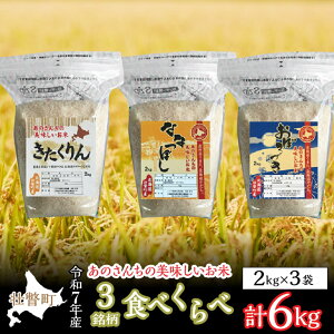 【ふるさと納税】【令和7年産新米】10月上旬よりお届け あのさんちの美味しいお米(きたくりん・おぼろづき・ななつぼし) 3種の食べ比べ 精米6kg 【 ふるさと納税 人気 米 こめ 精米 白米 ご飯 ごはん ななつぼし きたくりん おぼろづき 北海道 壮瞥町 送料無料 】 SBTL012