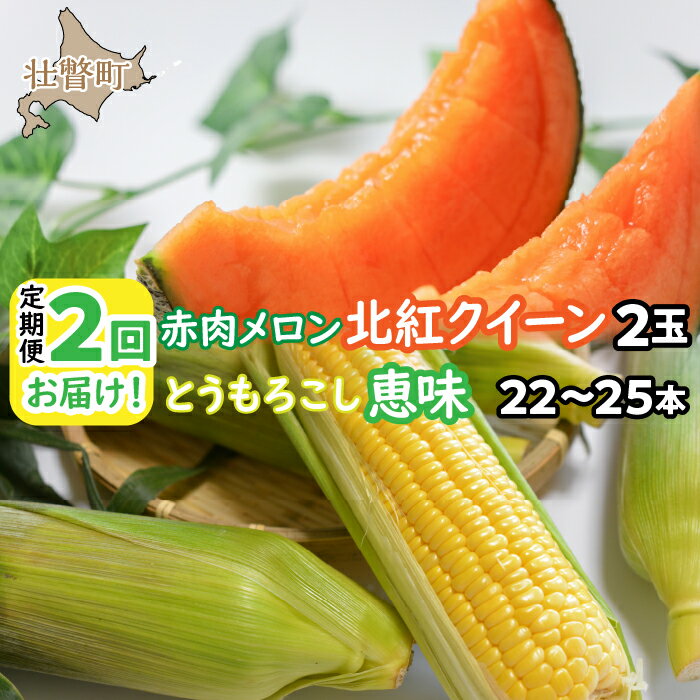 1位! 口コミ数「7件」評価「4.57」＜2024年7月よりお届け＞2回お届け！赤肉メロン2玉ととうもろこし（恵味）22～25本 ふるさと納税 人気 おすすめ ランキング メロン ･･･ 