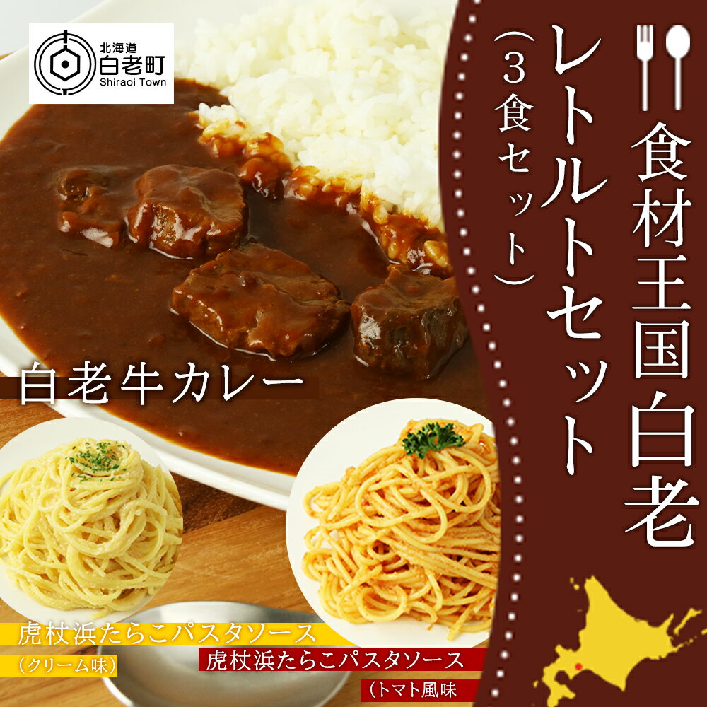 2位! 口コミ数「0件」評価「0」「食材王国」白老レトルトセット（3食セット）カレー パスタソース たらこパスタ たらこソース 惣菜 レトルト 北海道ふるさと納税 白老 ふる･･･ 