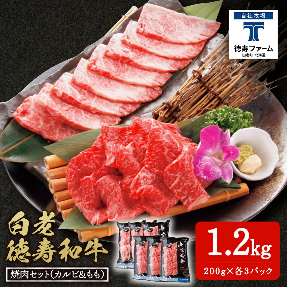 9位! 口コミ数「0件」評価「0」白老牛 焼肉 霜降り カルビ＆モモ セット 合計1.2kg（各600g）特製焼肉のたれ付き 和牛 牛肉 北海道 ギフト ＜徳寿＞ BJ065･･･ 