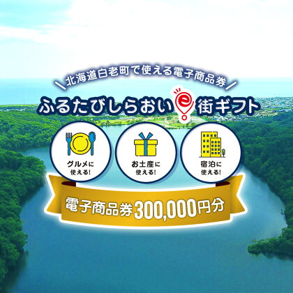 ふるたびしらおいe街ギフト　300,000円分　白老町 旅行 北海道旅行 チケット 電子商品券 ふるさと納税 旅行