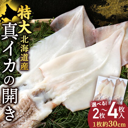 北海道産 真イカ開き(加熱用) 選べる2枚～4枚 1パック2枚入り〈斉藤水産〉AM093 AM094いか 烏賊 イカ 真いか 真イカ 開き 加熱用 パック 海産物 北海道ふるさと納税 白老 ふるさと納税 北海道