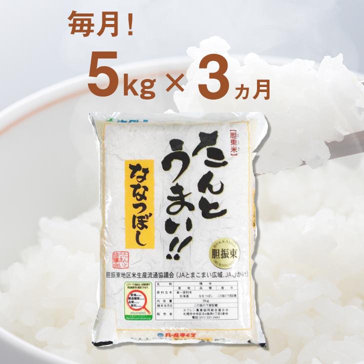 [3回定期便]白米 5kg ななつぼし 13年連続特A受賞 ブランド米 限定生産 ふっくら ツヤツヤ 家庭用 北海道 胆振 国産 [送料無料]