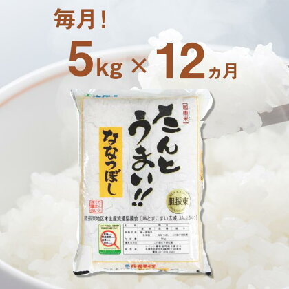 【12回定期便】白米 5kg/月 ななつぼし 13年連続特A受賞　 ブランド米 限定生産 ふっくら ツヤツヤ 家庭用 北海道 胆振 国産 【送料無料】