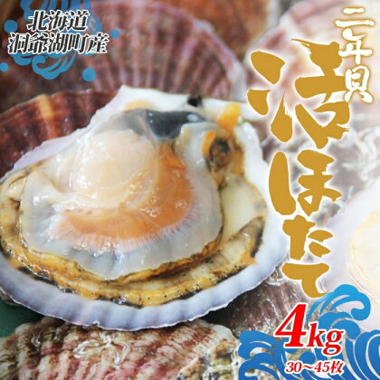 【緊急支援品】活ほたて 2年貝 約 4kg 30枚～45枚 帆立 ホタテ ほたて 貝 魚貝 魚介 海産 海鮮 貝柱 噴火湾 刺身 焼き フライ 甘み 旨み 土産 贈り物 自宅用 料理 生産者支援 生産者応援 産地直送 送料無料 北海道 洞爺湖町　お届け：2025年2月初旬〜2月末頃