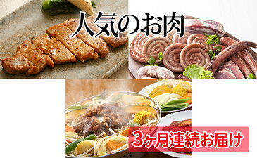 【ふるさと納税】北海道とうや湖町　人気のお肉　3ヶ月連続お届け　【定期便・お肉・豚肉】