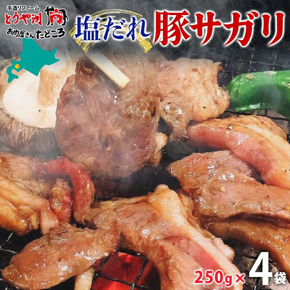 塩ダレ豚サガリ 250g×4袋 豚肉 焼肉 ヘルシー サガリ肉 酒のお供 おつまみ おかず 白米 冷凍 焼くだけ簡単 一人暮らし 真空パック お取り寄せグルメ お肉屋 たどころ 送料無料 北海道 洞爺湖町