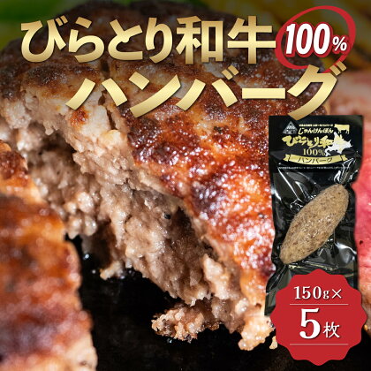 【平取町産じゃんけんぽん特製】びらとり和牛100%ハンバーグ×5枚 ふるさと納税 人気 おすすめ ランキング びらとり和牛 肉 ハンバーグ 北海道 平取町 送料無料 BRTF001