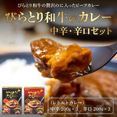 楽天ふるさと納税　【ふるさと納税】びらとり和牛カレー中辛・辛口セット（各200g×3箱） ふるさと納税 人気 おすすめ ランキング びらとり和牛 平取和牛 和牛 カレー 中辛 辛口 北海道 平取町 送料無料 BRTH020