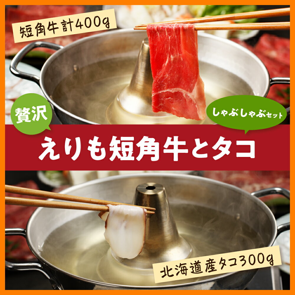 【ふるさと納税】えりも短角牛 と タコ の しゃぶしゃぶ セット 計700g もも肉 モモ ブリスケ ブリスケット 牛肉 牛 肉 ビーフ うす切り 薄切り スライス たこしゃぶ 蛸 鍋 刺身 海鮮 魚介 食べ比べ お取り寄せ 冷凍 冷凍便 国産 北海道産 北海道 えりも町