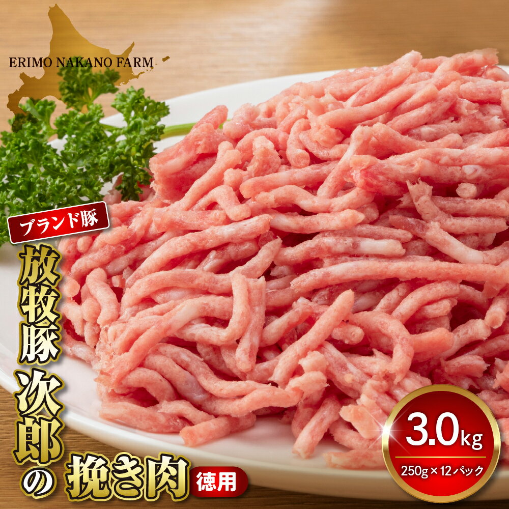 20位! 口コミ数「0件」評価「0」豚肉 徳用 豚 ひき肉 3kg ( 250g × 12パック ) 北海道 えりも町 ブランド豚 放牧豚 次郎 ミンチ 挽き肉 小分け 人気 ･･･ 