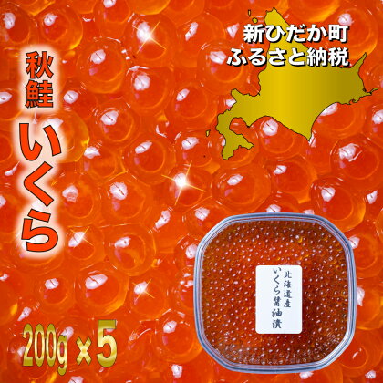 寄附額改定！鮭卵 いくら 醤油漬け 1kg （ 200g × 5パック ）冷凍 ふるさと納税いくら 天然 小分け 鮭 さけ サケ しょうゆ 醤油 昆布 こんぶ 魚卵 魚介 魚貝 海鮮 海産物 いくら丼 パスタ ちらし寿司 おにぎり 旨味 ふるさと納税 北海道 新ひだか町