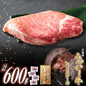 【ふるさと納税】 北海道産 黒毛和牛 みついし牛 A5 ステーキ ヒレ 計 600g ( 約 150g × 4枚 ) 霜降り 和牛 ブランド牛 フィレ ヘレ ブランド 牛肉 牛 肉 ビーフ セット 冷凍 北海道 新ひだか町