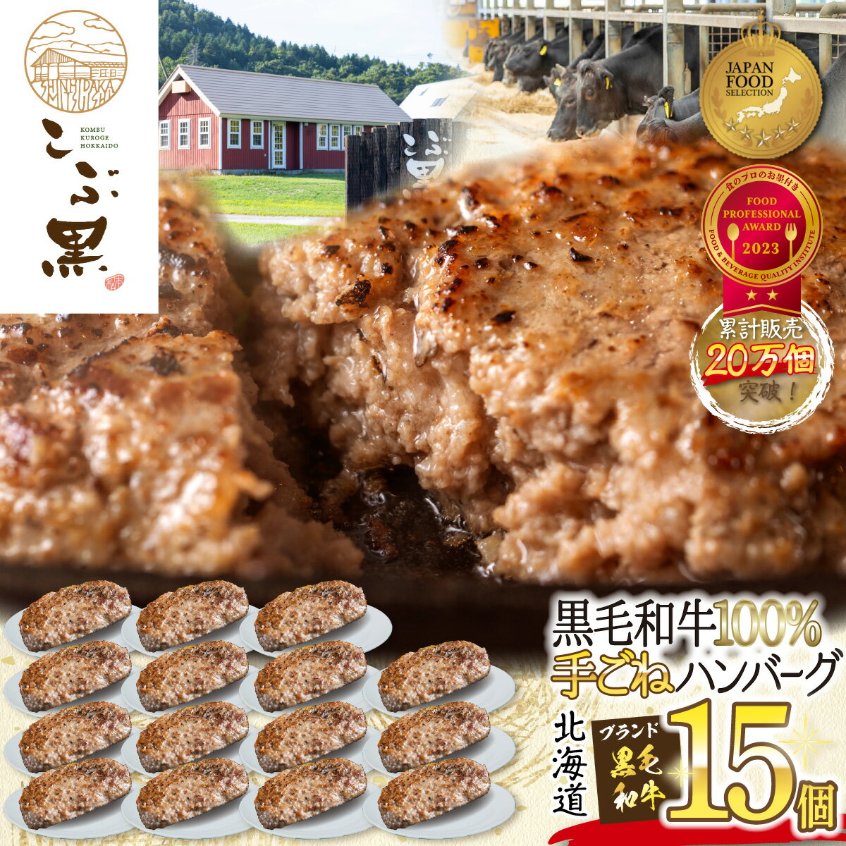 【ふるさと納税】 北海道産 黒毛和牛 こぶ黒 ハンバーグ 15個 和牛 ブランド牛 ハンバーグステーキ BBQ バーベキュー 牛肉 ブランド 牛 肉 ビーフ 黒毛 和牛 お惣菜 惣菜 冷凍 北海道 新ひだか町のサムネイル