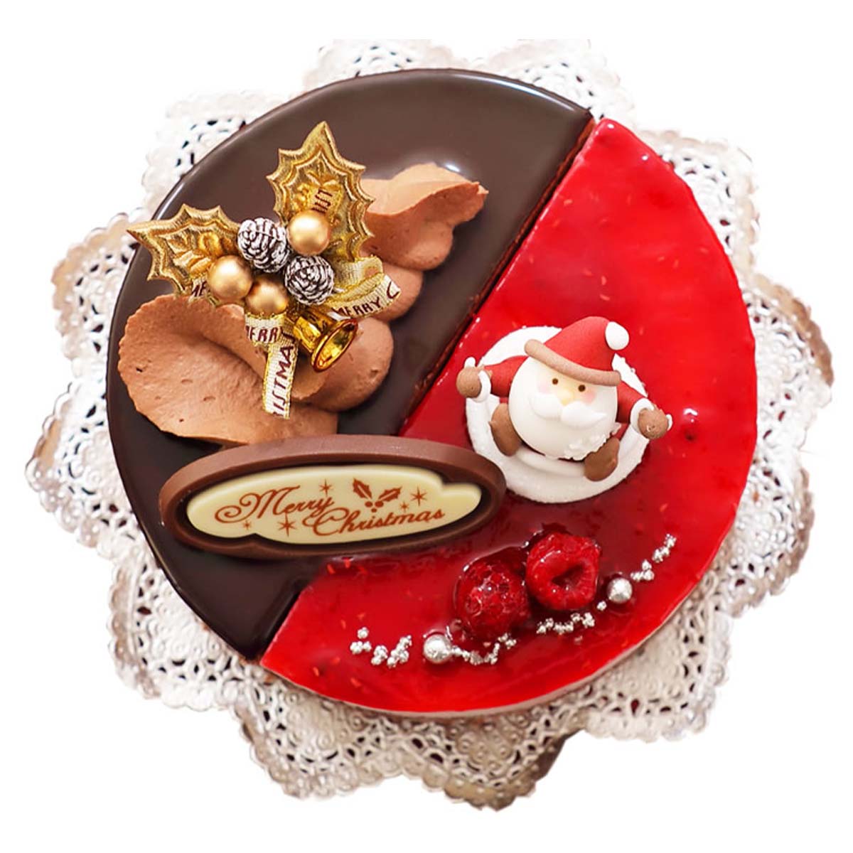 【ふるさと納税】 北海道 新ひだか町の クリスマス ケーキ『 ダブルショコラ』2つの味わい♪ チョコレート ケーキ【お届け予定：12/20～12/24】冷凍発送 スイーツ パーティー チョコ ケーキ ホールケーキ いちご イチゴ 木苺 ムース ムースケーキ ホワイトチョコ