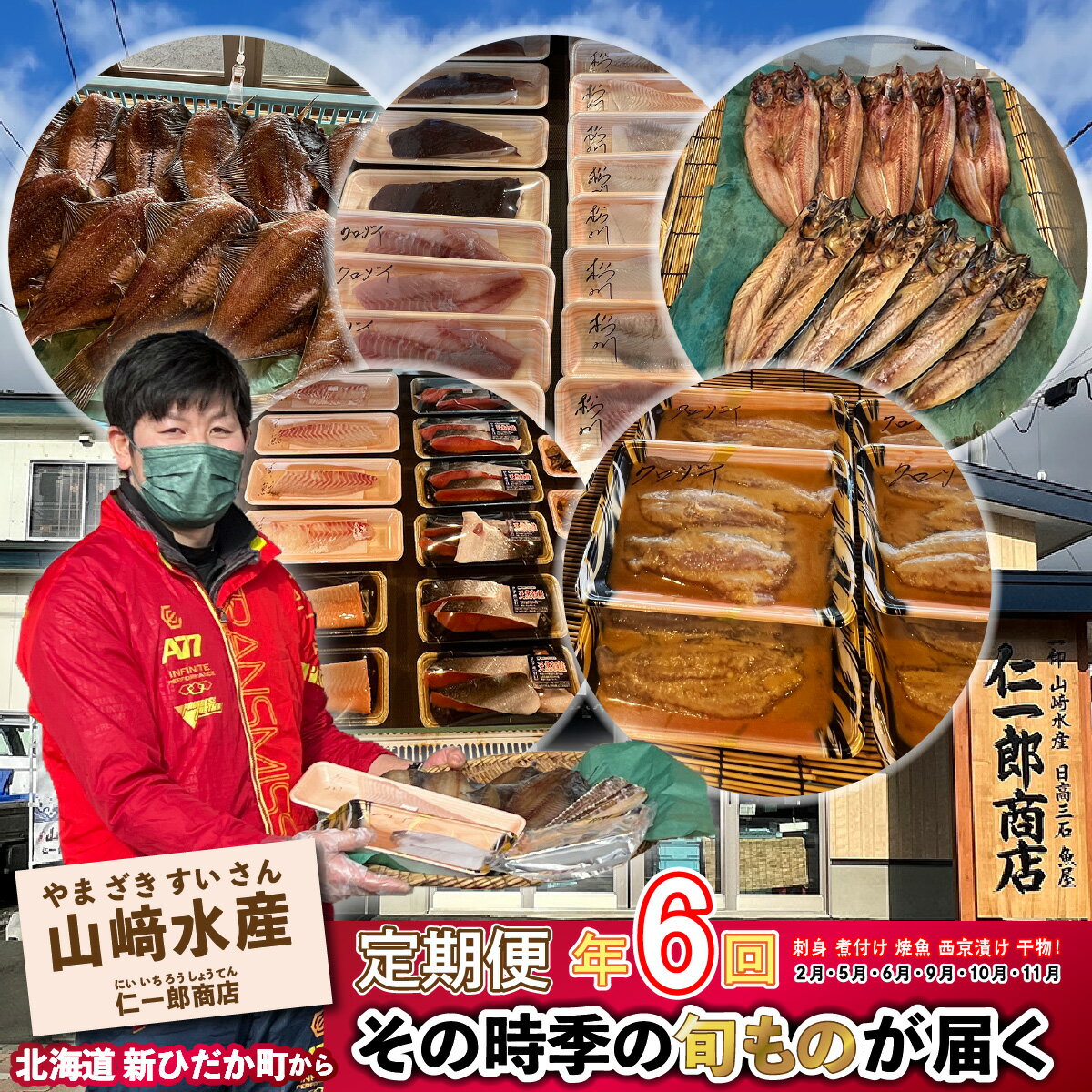 ＜定期便6回＞ 北海道産 旬のお魚 4~5種 お楽しみ 定期便 西京漬け 干物 刺身 煮魚 ホッケ カレイ 鮭 鯖 ブリ 詰め合わせ 詰合せ 海の幸 旬 魚 魚介 海鮮 海産物 冷凍 北海道 新ひだか町