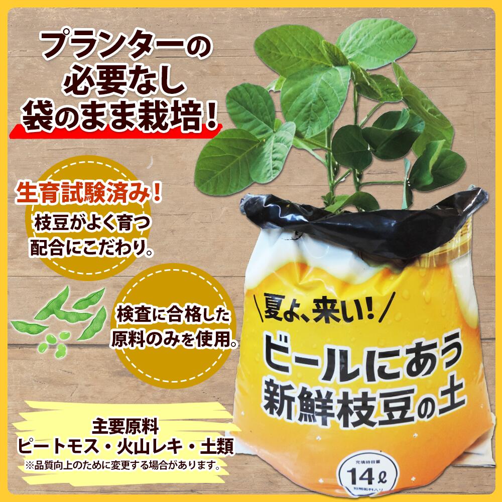 【ふるさと納税】北海道 ビールにあう新鮮枝豆の土 14L 1袋 2袋 3袋 土 培養土 えだまめ 園芸 家庭菜園 プランター 袋のまま栽培 野菜 枝豆 えだ豆 畑 土づくり 野菜作り 初心者 採れたて 豆 収獲 ビール おつまみ 晩酌 送料無料 十勝 士幌町 送料無料 十勝 士幌町