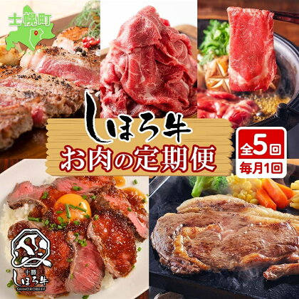 ■定期便■ 北海道 しほろ牛 定期便 全5回 牛肉 サーロイン ステーキ リブロース 切り落とし ローストビーフ 肉 牛 赤身肉 国産牛 肉 ビーフ 牛肉 冷凍 お惣菜 焼肉 頒布会 送料無料 十勝 士幌町 100000円