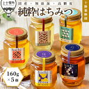 【ふるさと納税】蜂蜜 はちみつ 国産 160g×5個(クローバー・アカシア・シナ・百花蜜×2個) 食べ比べ 詰め合わせ 十勝養蜂園 創業61年 純粋 無添加 高...