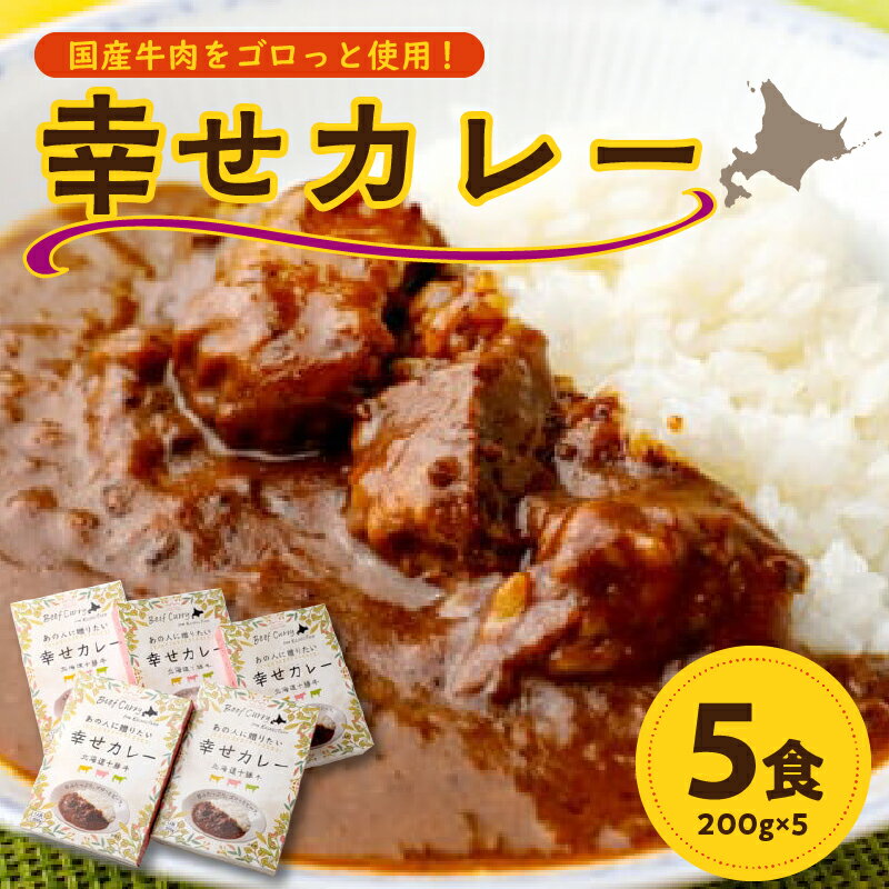 十勝清水コスモスファーム 幸せ カレー 200g × 5食 レトルト レトルトカレー 簡単調理 牛肉 常温 保存食 備蓄 手軽 贈り物 お取り寄せ 北海道 清水町 送料無料200