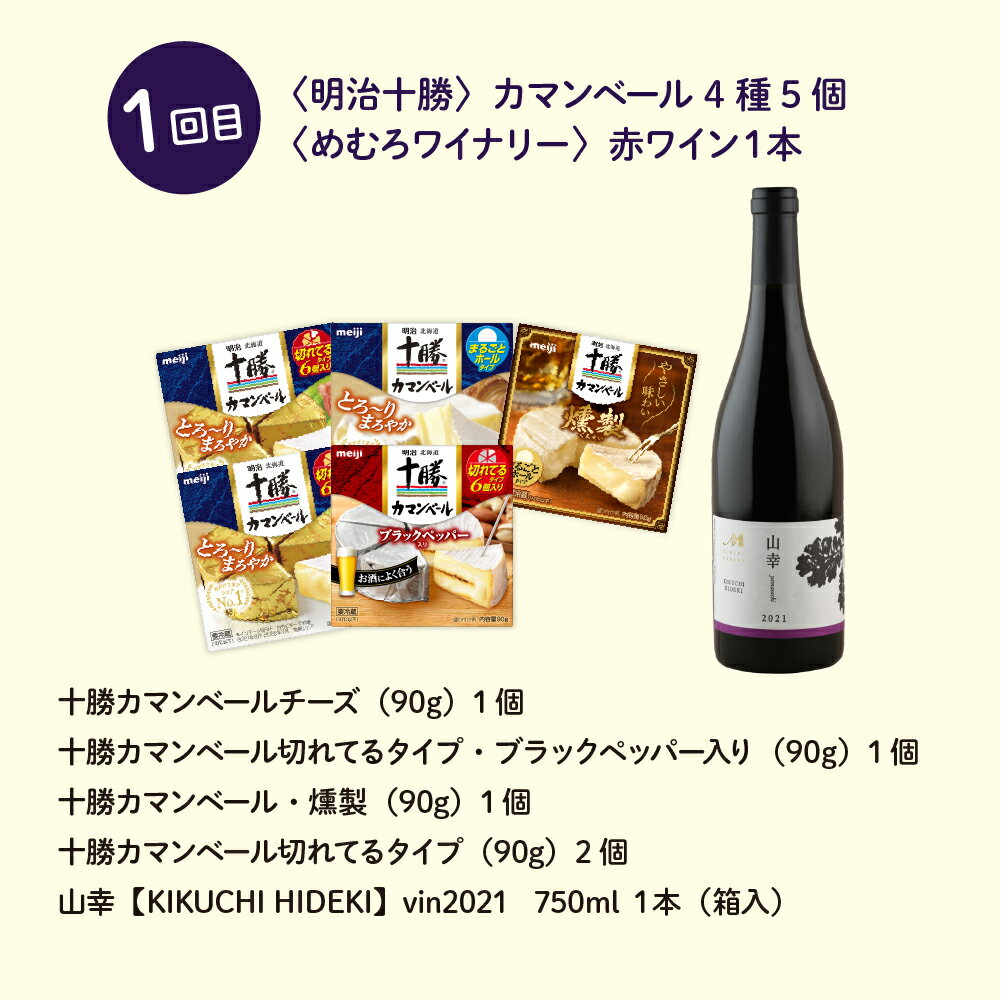 【ふるさと納税】【全2回 定期便】明治十勝 チーズ と ワイン の セットカマンベールチーズ モッツァレラチーズ ナチュラルチーズ おつまみ 赤ワイン お取り寄せ グルメ 乳製品 北海道 十勝 芽室町