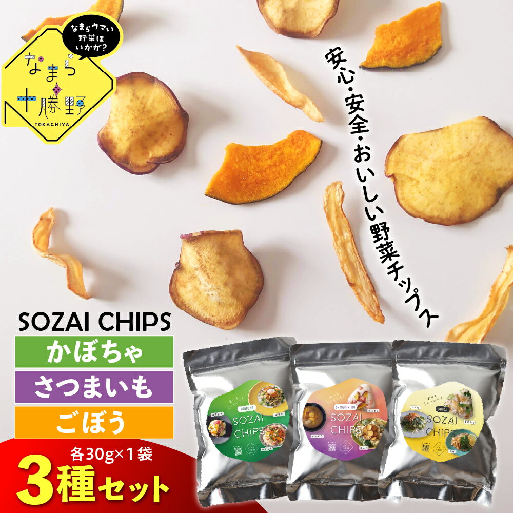 SOZAI CHIPS 3種セット ( さつまいも かぼちゃ ごぼう )/ チップス 野菜チップス 野菜チップス さつまいもチップス かぼちゃチップス ごぼうチップス お菓子 スナック菓子 おやつ 常温 北海道 十勝 芽室町