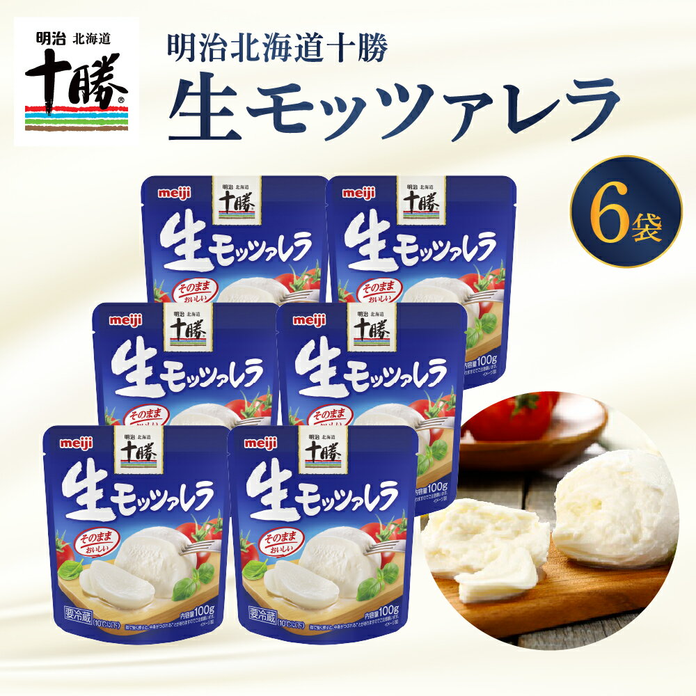 明治 北海道 十勝 チーズ 生モッツァレラ 6個 セット 100g×6袋 おつまみ 冷蔵便 詰め合わせ チーズ cheese CHEESE 乳製品 生乳 凝縮 ミルク 新鮮 パック お取り寄せ サラダ カプレーゼ ピザ トースト 芽室町