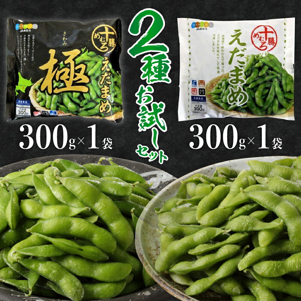 十勝めむろ えだまめ 2種 計 600g お試しセット 300g × 各1袋 枝豆 えだ豆 冷凍 簡単調理 おつまみ 晩酌 ビールのお供 お弁当 国産 お取り寄せ グルメ 小分け 北海道 十勝 芽室町