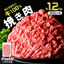 【ふるさと納税】挽き肉 みらい めむろ牛 200g × 6パック 計1.2kg 牛ひき肉 牛ミンチ ひき肉 挽肉 100% 小分け 便利 個包装 チャック付 赤身 氷室熟成 牛肉 国産牛 ホルスタイン 挽肉 ハンバーグ ミンチカツ コロッケ そぼろ 夕食 冷凍 国産 北海道産 十勝 芽室町