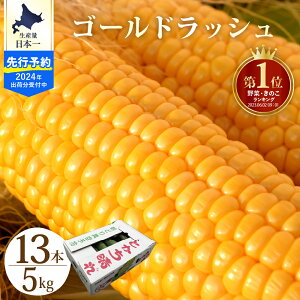 【ふるさと納税】楽天 ランキング 連続 1位 獲得 とうもろこし【2024年分先行予約】北海道産 とかち晴れ ゴールドラッシュ 13本入 2L 5kg スイートコーン とうきび 大粒 人気 朝採り 産地直送 甘い 送料無料 期間限定 数量限定 JA 北海道 十勝 芽室町 めむろ