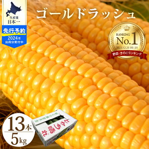 【ふるさと納税】楽天 ランキング 連続 1位 獲得 とうもろこし【2024年分先行予約】北海道産 とかち晴れ ゴールドラッシュ 13本入 2L 5kg スイートコーン とうきび 大粒 人気 朝採り 産地直送 甘い 送料無料 期間限定 数量限定 JA 北海道 十勝 芽室町 めむろ