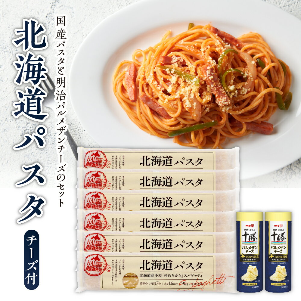 【ふるさと納税】北海道パスタ と 明治 パルメザンチーズ の セット パスタ 270g×6袋 1.6mm 乾麺 スパゲッティ スパゲティ カゴメ KAGOME パルメザン チーズ 2本 明治 meiji 国産 お取り寄せ 北海道 十勝 芽室町 1