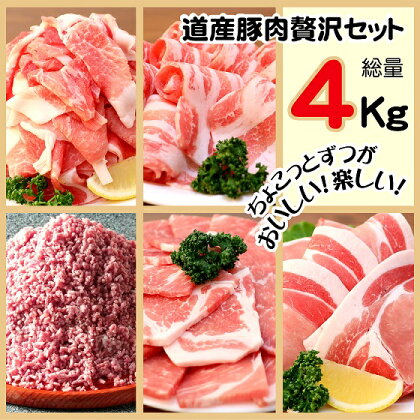 ＜1～2か月待ち＞肉屋のプロ厳選!北海道産豚肉 贅沢詰め合わせセット4kg[A1-57B]
