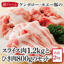 【ふるさと納税】ケンボロー・ホエー豚のスライス肉1.2kgとひき肉800gセット【CT-018】【配送不可地域：離島】【1396951】