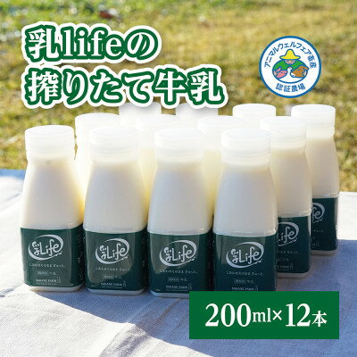 【ふるさと納税】坂根牧場の乳lifeのしぼりたて牛乳 200ml × 12本セット　アニマルウェルフェア認証牧場【配送不可地域：離島】【1401662】