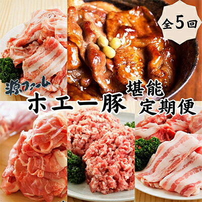 [毎月定期便]北海道十勝産 ホエー豚 ひき肉、バラ肉、豚丼 源ファーム堪能コース 全5回[配送不可地域:離島]