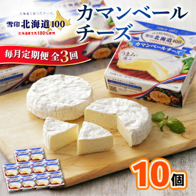 【ふるさと納税】【毎月定期便】雪印北海道 カマンベールチーズ 1箱(90g×10個入り)全3回_ カマンベールチーズ チーズ カマンベール ちーず 定期便 乳製品 加工品 おつまみ 晩酌 90g×10個 ギフト プレゼント 自宅用 雪印 北海道 送料無料 【配送不可地域：離島】【4014034】