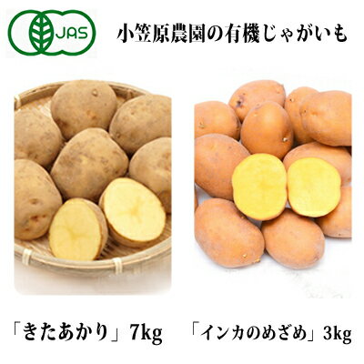 【ふるさと納税】小笠原農園の有機じゃがいも2種詰合せ（きたあかり7kg・インカのめざめ3kg）【北海道十勝幕別】≪2021年秋より順次出荷≫　【野菜・じゃがいも・セット・詰合せ】　お届け：2021年9月下旬〜12月下旬